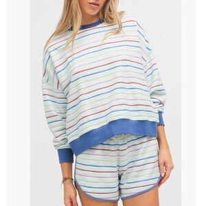 Electric & Rose Ronan Pullover and Short Set-Pacific Rainbow Multi Stripe